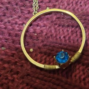Vintage Necklace with HUGE Open "O" with Turquoise Stone